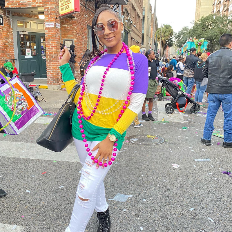 Mardi Gras Color Block Top