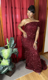 Rae Sequins One-Shoulder Gown